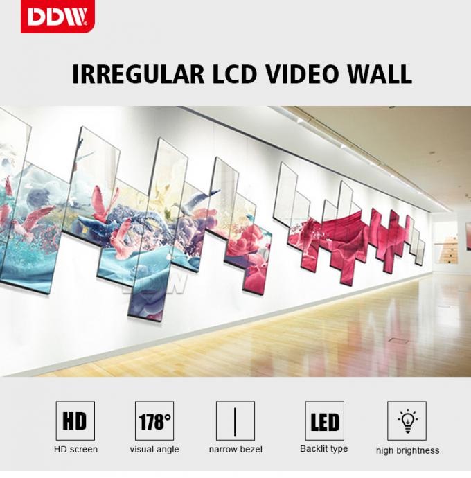 Berufskundenbezogenheit 46 49 55 Video-Wandsteuerung der wand 1080P 500nits unregelmäßige lcd des künstlerischen Mosaiks des Zoll FHD Video